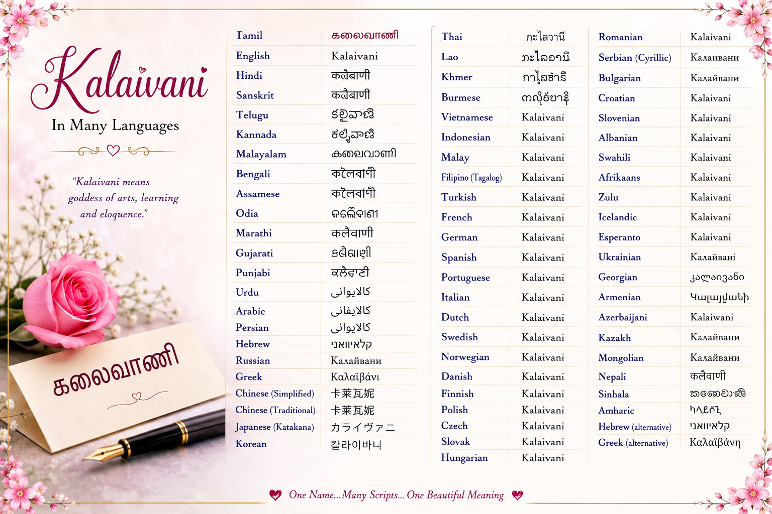 Kalaivani Name